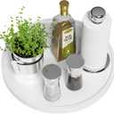 White Lazy Susan for Table, 12 Inch Non-Skid Bamboo Turntable Organizer for Salt Pepper Spices and Olive Oil Next to Stove, Wooden Lazy Susan Organizer for Kitchen Countertop Organizer