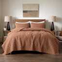 WDCOZY Burnt Orange Twin Quilt Size Bedding Sets with 1 Pillow Sham, Red Lightweight Soft Bedspread Coverlet, Quilted Blanket Thin Comforter Bed Cover for All Season, 2 Pieces, 68x90 inches