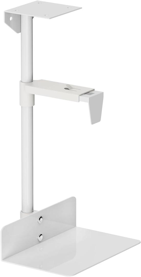 Under Desk and Wall Computer Mount, CPU Tower Holder Under Desk Mount Height & Width Adjustable, Computer Case Stand Holder Holds 46 lbs, 360 Swivel PC Mount, Under Desk CPU Holder Mount, White