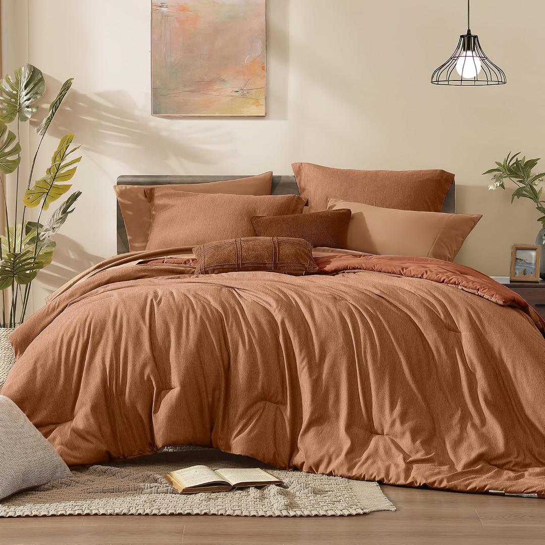 Monbix King Size Comforter Set 7 Pieces Autumn Leaf Bed in a Bag
Cationic Dyeing Reversible All Season Bedding Sets with Comforter, Sheets, Pillowcases & Shams