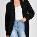 KIRUNDO Cardigan Sweaters for Women 2024 Fall Open Front Long Sleeve Loose Lightweight Knit Sweater Coat with Pockets (S)