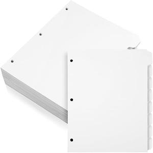 Harloon 30 Sets 3 Ring Binder Dividers with 8 Tab, 1/8 Cut Tabs 240 Blank Binder Bulk 3 Hole Punch Divider 230 GSM Heavyweight Paper for School Office Home Class(White)