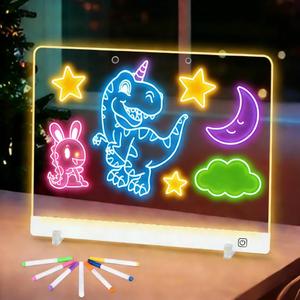 Fistone Rechargeable LED Drawing Board for Kids, 15.7x11.8 Inch Drawing Tablet with Stand, 7 Colors 5 Light Modes & 7 Markers, Sketching Gift Toy for Kids/Girls/Teens