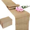 6 Pack Natural Burlap Table Runners,12 x 71 Inches Rustic Jute Table Runner and Tablerunner for Western Wedding Dinner Farmhouse Style Party Holiday Kitchen Decoration Set