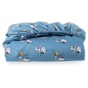 Berkshire Blanket Peanuts® Fitted Sheet Full Size, Cute Character Snoopy Microfiber Sheet with Deep Pocket, Soft and Breathable, Snoopy's Morning Coffee Small Blue