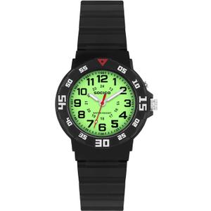 SOCICO Kids Analog Watch with Light for Boys Girls Waterproof Time Teaching Watch with Soft Band Learning Time Wrist Watch Easy to Read for Children Great Gifts