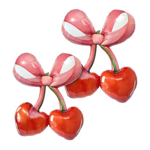 2pcs 42 Inch Red Cherry Bow Foil Balloons Arch Garland Summer Berry Fruit She's the Cherry on Top Themed Party Balloon for First Birthday Baby Shower Tree Balloons Decor Party Decorations Supplies