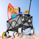 Beach Cart with Big Wheels for Sand, Beach Wagon for Sand (Rocky Gray)