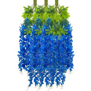 12 Pack Royal Blue Wisteria Hanging Flowers Garland, 3.77 Feet Artificial Flower Vines, Fake Wisteria, Artificial Vines Hanging Garland for Backdrop Outdoor Yard Garden Decor