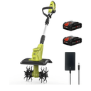 20V Cordless Tiller Cultivator with 48 Steel Tines, 9-inch Wide Battery Powered Garden Cultivator, Mini Tiller for Lawn/Gardening/Soil Cultivation(2*2Ah Battery and Fast Charger Included)