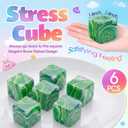 6 Pcs Stress Cube Bulk Swirl Ice Cube Stress Ball for Adults Anxiety Relief Soft Squeeze Sensory Square Ball for ADHD Prizes Goodie Bag Stuffers Party Favors (Green)