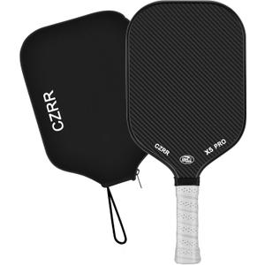 CZRR Pickleball Paddle, USA Pickleball Approved, 3K Raw Carbon Fiber Surface (CFS) High Grit & Spin, with 16MM Polypropylene Honeycomb Core, Ideal for Novice and Professional Players