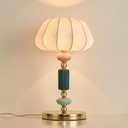 Modern White Fabric Table Lamp Plug in Metal Base Desk Light with Plug Cord Switch for Bedroom Bedside Living Room