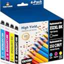 TOKYOINK 232XL Ink Cartridges Combo Pack Remanufactured Replacement for 232 Ink Cartridge 232 XL for Printer XP-4200 WF-2930 XP-4205 WF-2950 Printer Ink (Black, Cyan, Magenta, Yellow 4 Pack)