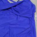 B2prity Women's One Piece Swimsuits Tummy Control Front Cross Bathing Suits Tie Back Slimming V Neck Swimwear (Medium, Blue Solid Color)