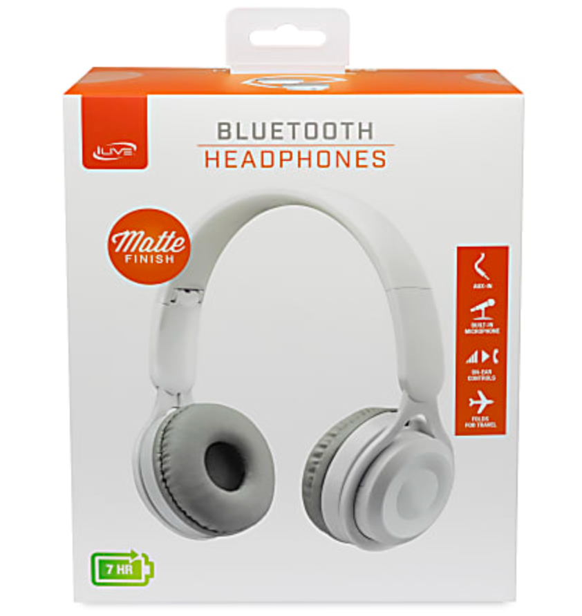 iLive 40mm Driver Wireless Headphones, White, IAHB53W