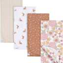 Gerber Unisex Baby 100% Cotton Flannel Receiving Blankets 30x30 Inches (Pack of 4), Retro Floral, One Size