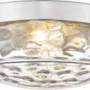 FEMILA Flush Mount Ceiling Light Fixture, 12" Brushed Nickel Ceiling Light, Water Ripple Glass, for Hallway, Living Room, Kitchen, Bedroom, E26 Base, 4FTJ22WG-F BN