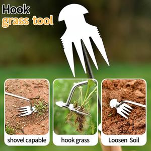 2025 Weed Puller Tool, 1 Pack New Garden Stainless Steel Weeder Tool Hand Weeder Tool, Multi-Purpose Weed Remover Tool Weeding Tools for Gardening(Rubber Handle)