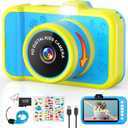 Kids Camera with Rotating Zoom Lens, 3.5 Large Screen, 1080P Kids Digital Camera with Flash,Selfie, 32GB Card, Toddler Toy Camera Christmas Birthday Gifts for Boys Girls 3-12 Years Old-Blue