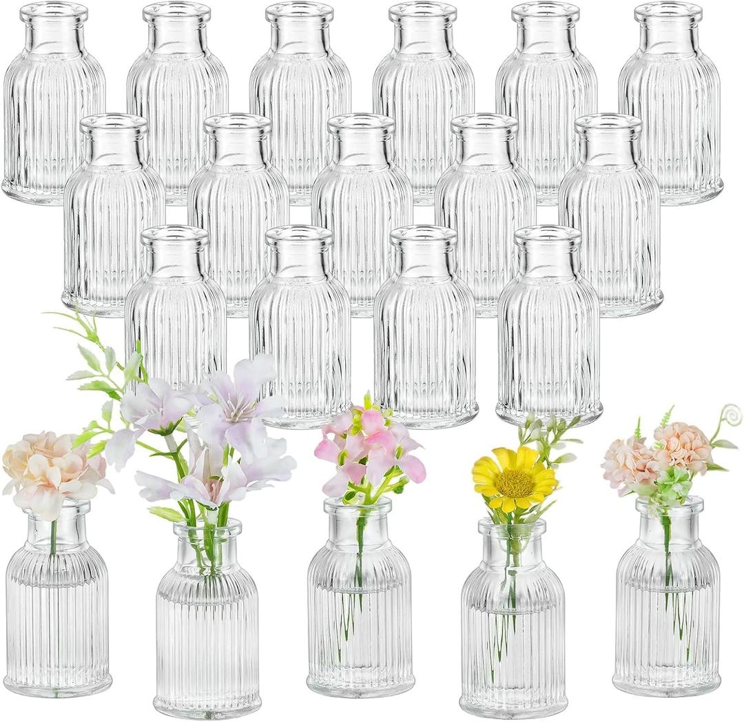 Glasseam Glass Bud Vases for Centerpieces: Clear Small Mini Flower Vase Set of 20 for Wedding Party Decorations - 2.95" Cute Bulk Table Centerpieces for Modern Boho Baby Bridal Shower Florist Decor