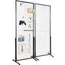 VEVOR 2 x 5.6 in Grid Wall Panels, 2 Packs Wire Gridwall Display Racks Tower with T-Base, Floorstanding Double Side Gridwall Panels, Retail Display with Extra Clips and Hooks for Art Craft Shows