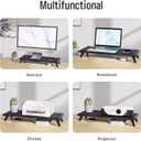 loukin Monitor Stand Riser for Desk, 22.4" x 8.3" Larger Computer Stand for Laptop, PC, Printer, Sturdy Desktop Computer Shelf with Non-Skid Rubber, Home Office (Black)