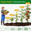 WAENLIR Garden Stakes16 Inch 24 Pack, Tomato cage DIY 4ft 5ft 6ft 7ft 8ft Plant Support Stakes with Connectors and Clips, Plastic Coated Metal Sticks for Tomato Indoor Outdoor