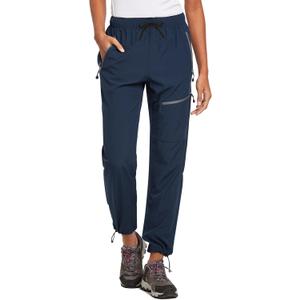 baleaf Women's Hiking Pants Quick Dry Lightweight Water Resistant Elastic Waist Cargo Pants for All Seasons (X-Large, 31''-navy Blue)
