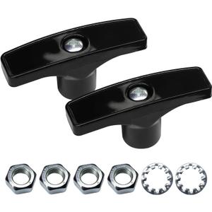 2 Pcs RV Waste Valve Handle, Replacement for Camper Sewer Tank Dump Release Valve Extension Rod, RV Waste Valve Handles Kits, With 4 Nuts 2 Screws 2 Gaskets (Black)