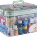 Clear Medicine Organizer Storage Box with Tray and Handle, First Aid Box Plastic Portable Thickened Medicine Container Chest Medical Case Medicine Caddy with Lids Handles
