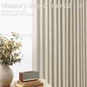 Pinch Pleated Extra Wide Beige Linen Curtain 90 Inches Long 70 Wide 1 Panel | for Patio Sliding Door Living Room, Pinch Pleat with Hooks Rings, Room Divider, Light Filtering Semi Sheer Privacy W70xL90