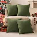 MIULEE Pack of 4 Decorative Christmas Throw Pillow Covers Linen Waterproof Pillow Covers Farmhouse Cushion Cases for Outdoor Patio Garden Tent Balcony Couch Sofa18x18 inch Green