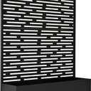 Oakland Living 6 ft. X 4 ft. Black Freestanding Metal Privacy Screen Room Divider with Flower Box