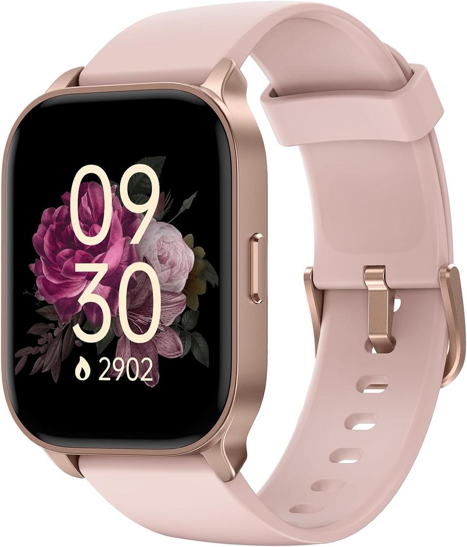 Smart Watch for Women, Smartwatch Compatible Android Phone and iOS Phone, Answer/Make Calls, Fitness Tracker, Heart Rate/Sleep Tracker/100 Sports/IP68 Waterproof (Light Pink)