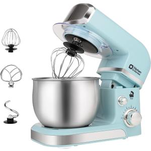 Kitchen in the box Stand Mixer,3.2Qt Small Electric Food Mixer,6 Speeds Portable Lightweight Kitchen Mixer for Daily Use with Egg Whisk,Dough Hook,Flat Beater (Blue) 