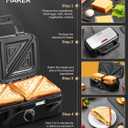 FOHERE Sandwich Maker 3 In 1 Waffle Maker With Removable Plates,1200W Grilled Cheese Maker, 5-gear Temperature Control, Non-stick Coating Easy to Clean, Indicator Lights, Silver/Black