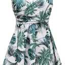 COCOPEAR Women's Elegant Crossover One Piece Swimdress Floral Skirted Swimsuit (XXL)