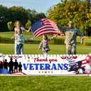 2 x Veterans Day Decorations, Thank You Veterans Yard Sign Banner Patriotic Decorations Memorial Day Hanging Banner for Happy Veteran Day Fence Decoration