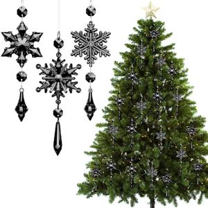 Boao Black 15 Pcs Crystal Snowflake Ornaments for Winter Valentine Acrylic Snowflake Wonderland Decorations for Party Favor Celebration
