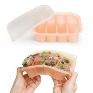 haakaa Silicone Baby Food Freezer Tray with Lid by haakaa - Perfect Storage Container for Homemade Baby Food, Vegetable & Fruit Purees, and Breast Milk, Blush (Large)