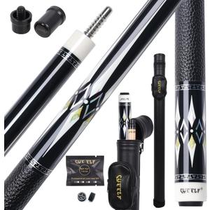 2-Piece Professional Pool Cue Set 58" Low Deflection Shaft Pool Cue with 12.5mm Tip Pool Stick Featuring Premium Leather Grip (19.5 oz, WD-CA23-08)