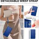 TUCCH 2-in-1 Detachable Wallet Case for iPhone 17 Pro (6.3-inch) 2025, RFID Blocking 4 Card Slot | Wireless Charging | Wrist Strap | Kickstand | Magnetic | PU Leather | Protective Cover | Klein Blue