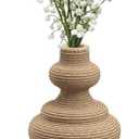 Fllamo Rattan Woven Flower Vase,White Boho Vases for Decor,Modern Decor Country Style Woven Rustic Vase for Home Decoration