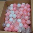 GOGOSO Ball Pit Balls for Toddler, Baby Plastic Playballs Kids Soft Pastel Pelotas Non-Toxic BPA-Free 2pink+White+Clear 200 Balls