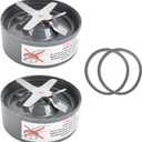 TIMESETL 2 Pack Replacement Extractor Blades and 2 Extra Silicone Rubber Gasket Seal Rings, Replacement Blades Parts Compatible with Nutribullet 600w & 900w NB-101B NB-101S NB-201 Juicer Blenders