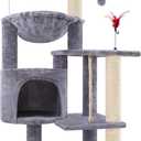 TWDEPART 42.5'' Cat Tree for Indor Cats, Multifunctional Cat Tower with Cozy Condo, Perches, Scratching Posts and Hammock, Grey