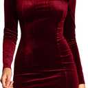 cailami Women's Sexy Bodycon Long Sleeve Velvet Elegant Mini Homecoming Party Dresses (L)