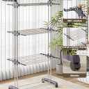 Bigzzia Clothes Drying Rack Folding Drying Rack Clothing 4 Tier Clothes Horses Rack Stainless Steel Laundry Drying Rack with Two Side Wings Grey