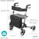HealthSmart Walker Rollator with Seat and Backrest, Adjustable Handle Height, FSA HSA Eligible, Removable Storage Bag and a Durable Lightweight Frame That Folds While Supporting up to 300 pounds